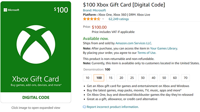 xbox gift card code digital