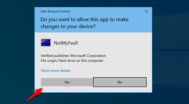 Choose Yes in the UAC prompt