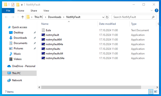 The executable files in the NotMyFault archive