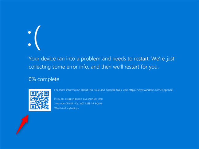 QR code on a Blue Screen of Death