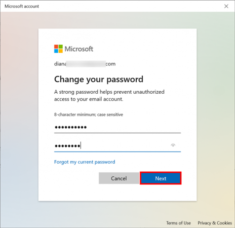 change password microsoft account