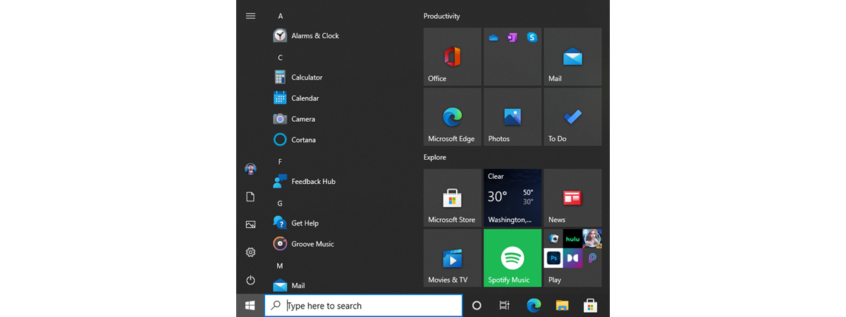 pin app to start menu windows 10