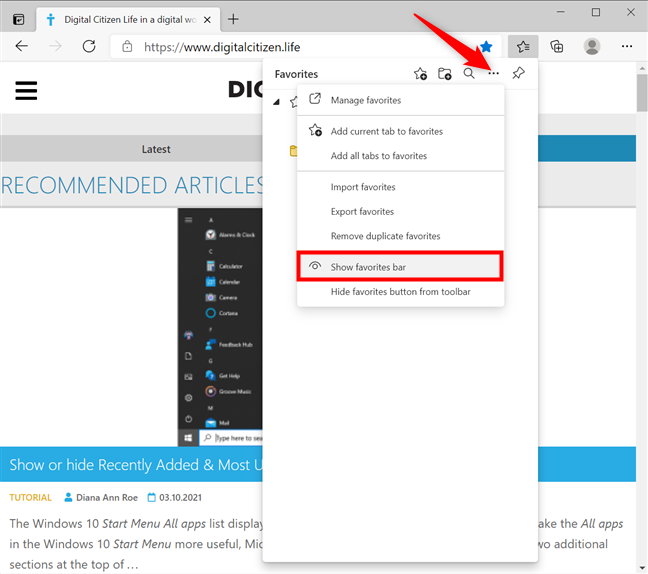How to show the Favorites bar in Microsoft Edge: 4 ways - Digital Citizen