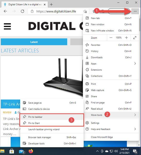 How To Pin A Website To The Taskbar Or The Start Menu In Windows