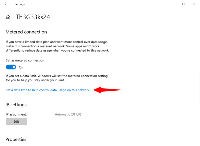 Set a data limit to help control data usage on this network