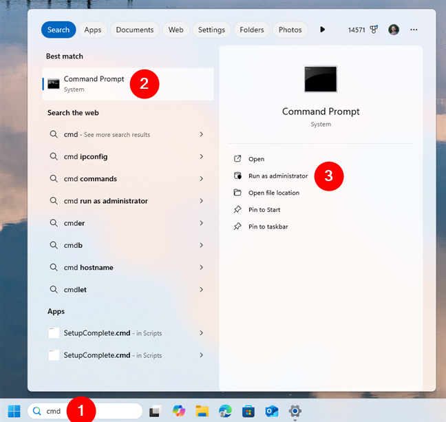 Run CMD as administrator in Windows 11