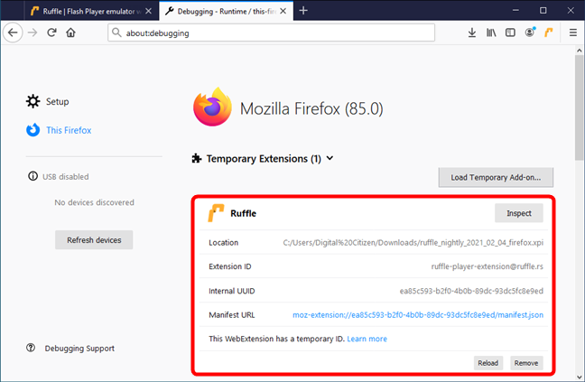 firefox portable with flash player installed