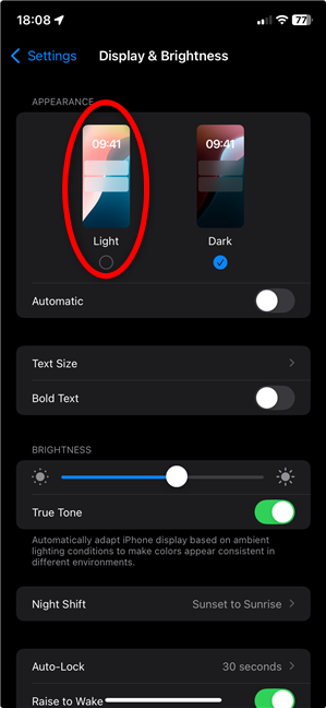 How to turn off Dark Mode on an iPhone from Settings