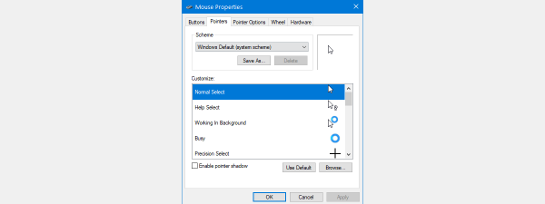 hoe to get custom mouse pointer windows 10