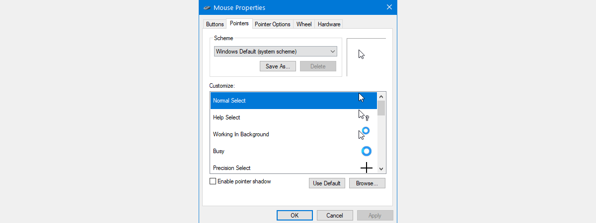 windows custom mouse pointer