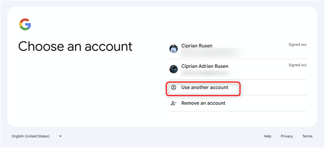 Choose Use another account
