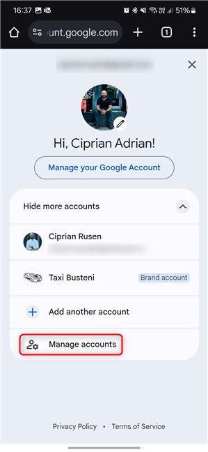 Tap Manage accounts