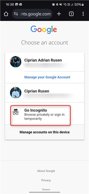 Choose Go Incognito