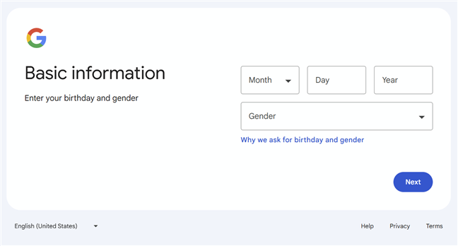 Provide your birth date and gender (optional)