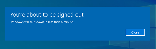 Windows 10 shut down notification