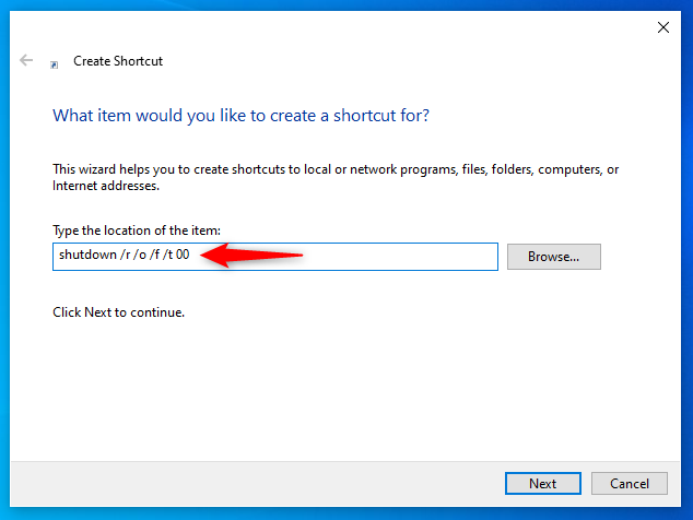 Shortcut for UEFI (BIOS) in Windows 10