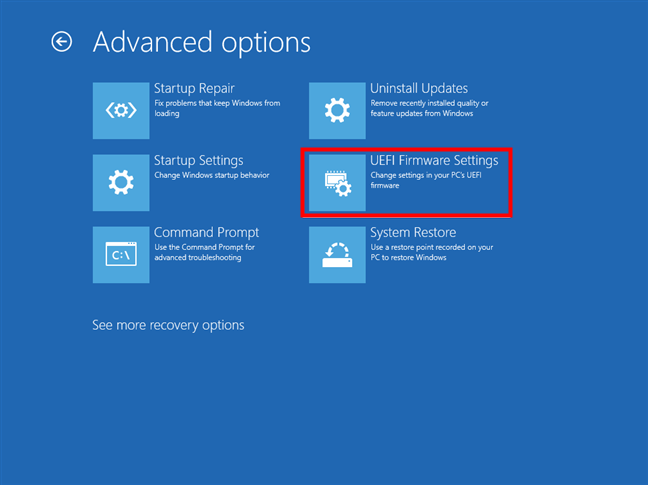 Click or tap UEFI Firmware Settings