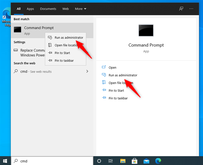 Run as administrator the Command Prompt in Windows 10