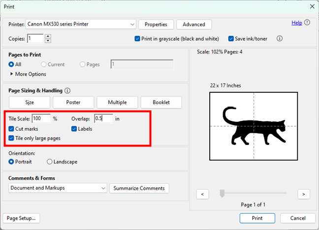 How To Print An Image Or Poster On Multiple Pages Digital Citizen