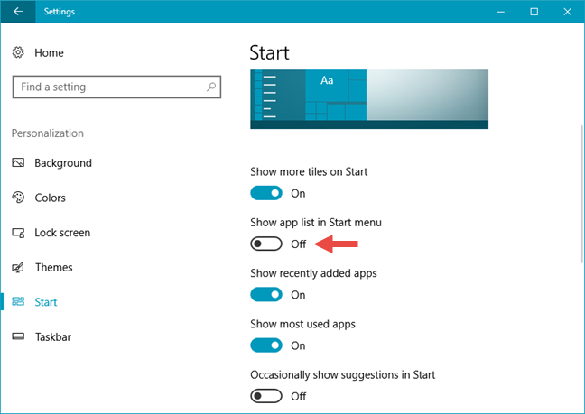 How to hide the "All apps" list from the Windows 10 Start Menu