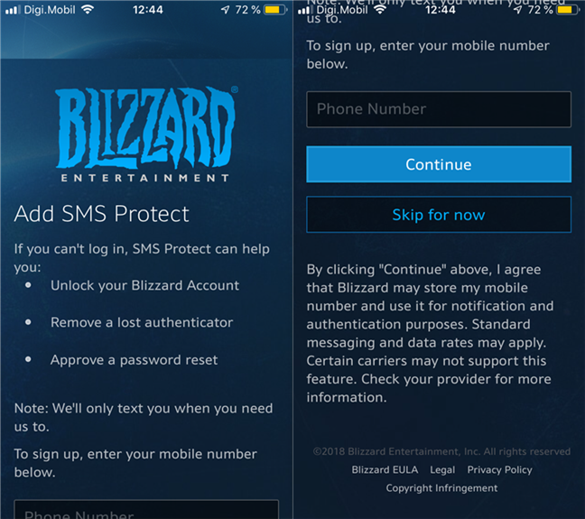 Enable and use two-factor authentication (2FA) for your Blizzard