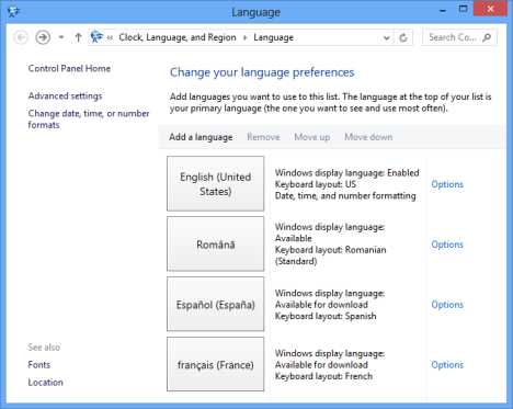 how to change system language in windows 8
