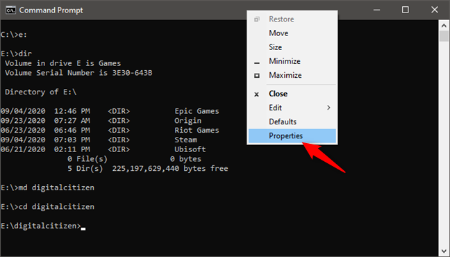 windows 10 command prompt list folder