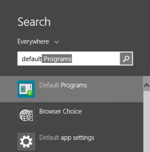 Windows 8.1, programs, defaults, file extensions, protocols, Default Programs