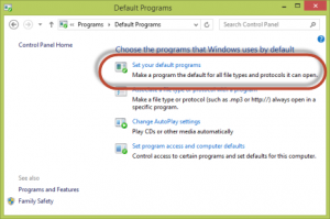 Windows 7, Windows 8.1, programs, defaults, file extensions, protocols, Default Programs