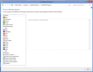 Windows 7, Windows 8.1, programs, defaults, file extensions, protocols, Default Programs