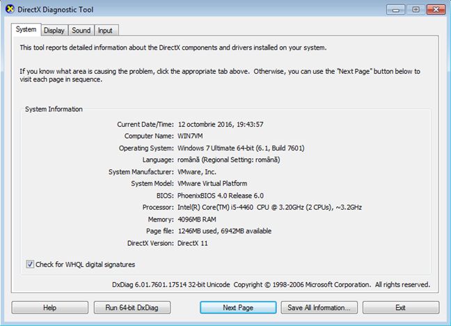 directx diagnostic tool download windows 10