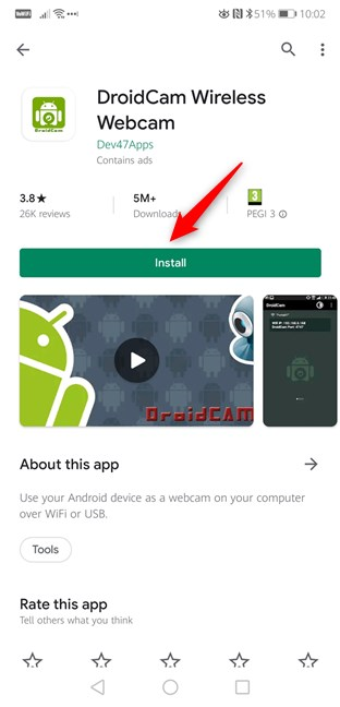how to setup usb for android cam x