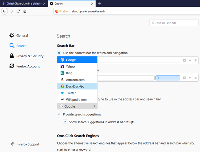 how to change mozilla firefox search engine
