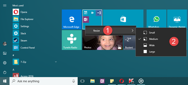 windows 10 start menu folder modifications