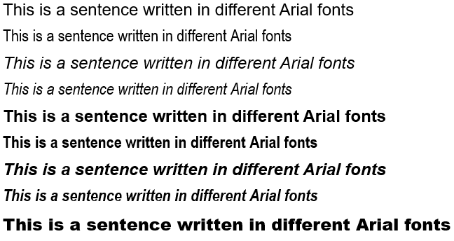 arial font family