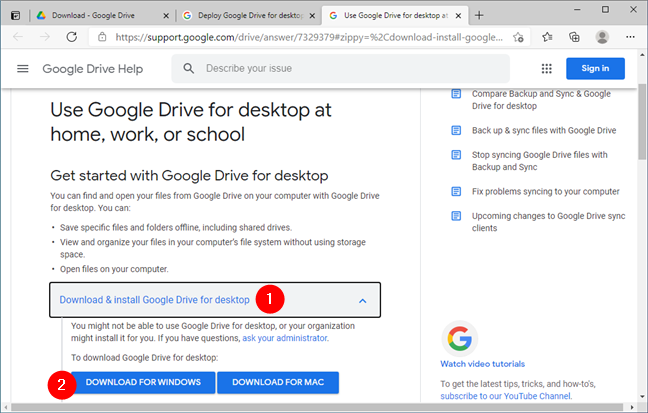 google drive link on desktop