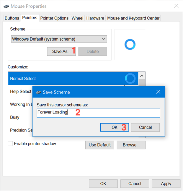how to customize cursor image windows 10