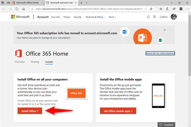 how to install office 365 for free
