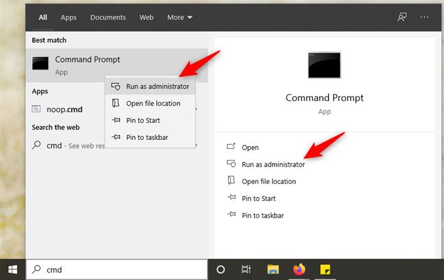 Esegui come amministratore il Prompt dei comandi in Windows 10