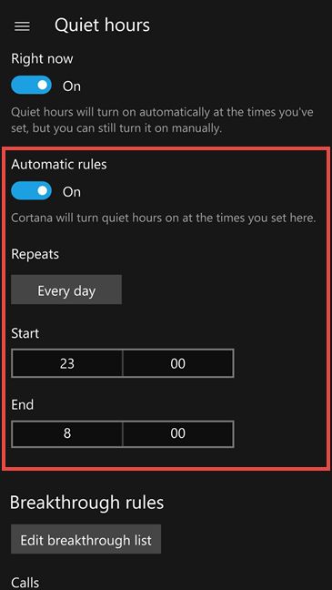 Windows quiet hours как отключить