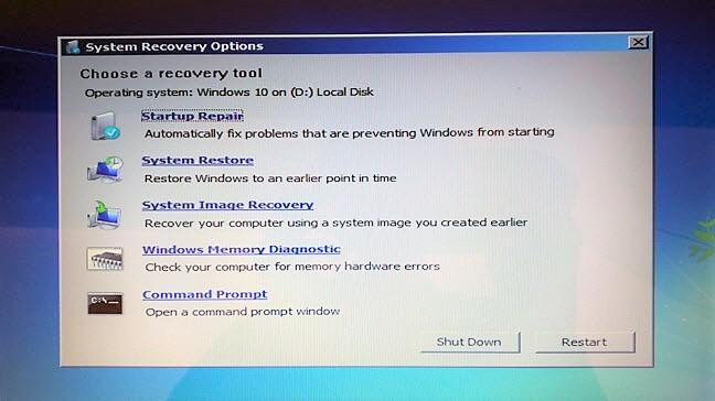 Create a memory with system recovery tools in Windows 7