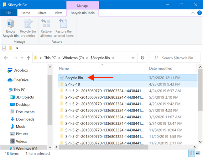 how to find recycle bin in windows 8