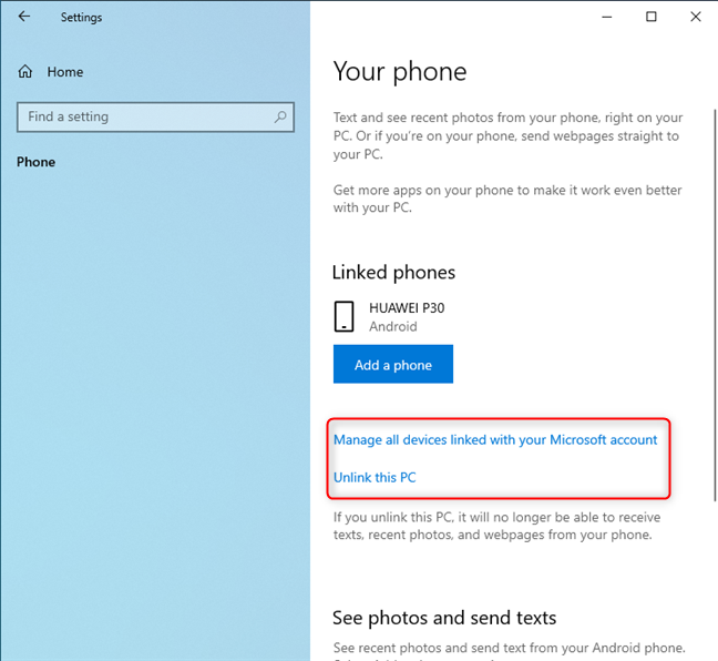 How To Remove Your Phone From Windows 10 Unlink Phone Digital Citizen
