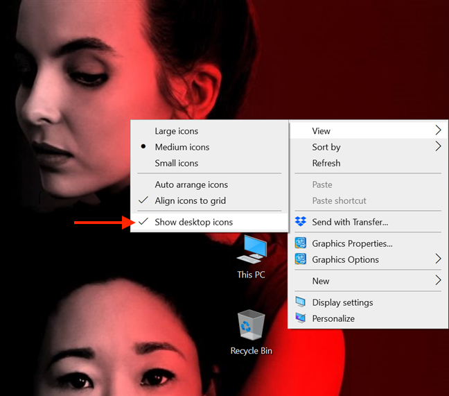 windows 10 hide icons desktop shortcut