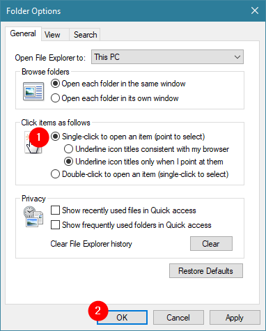 single click mouse windows 8