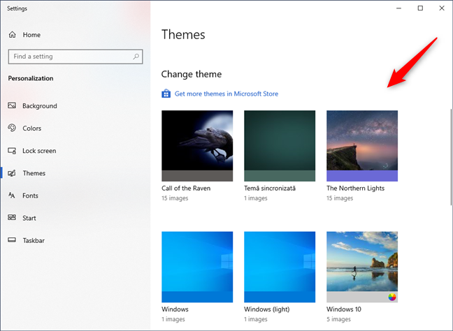 Changing the theme in Windows 10