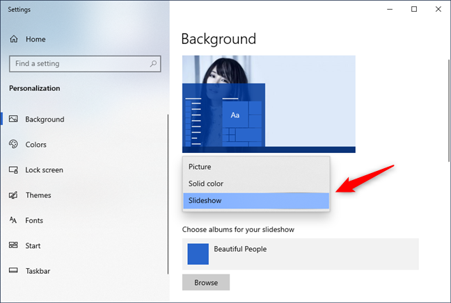 Changing the default background display
