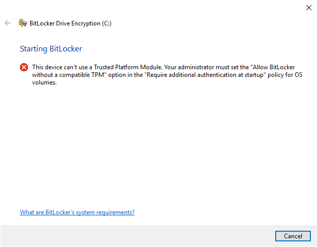 How to enable BitLocker encryption without a TPM chip in Windows