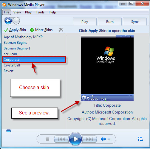 microsoft windows media player skins free download