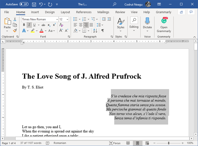 how to center text in word at the center of the page